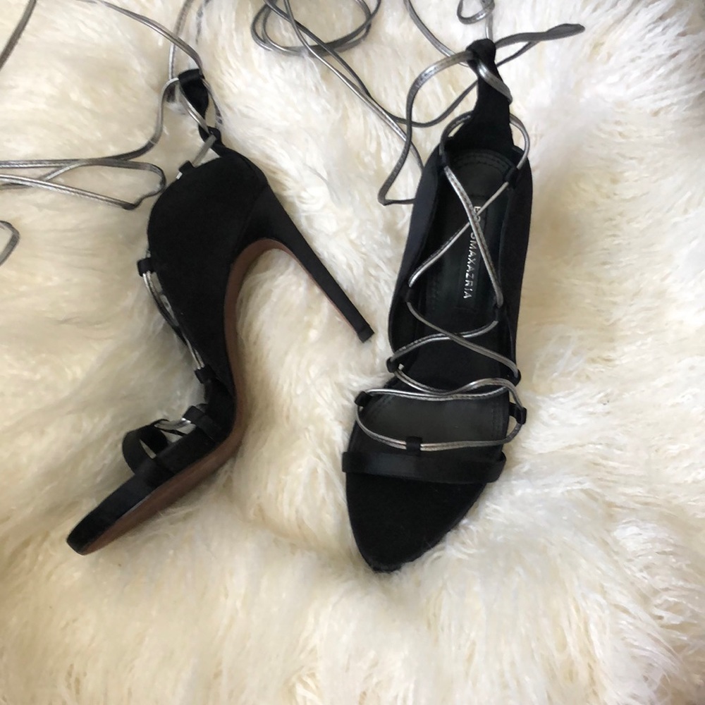 BCBGMAXAZRIA Esme Black Lace Up Sandal Sandals Heels